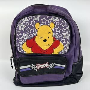 Vintage 90s Disney Pooh Backpack Purple Star Print Retro Y2K School Bag